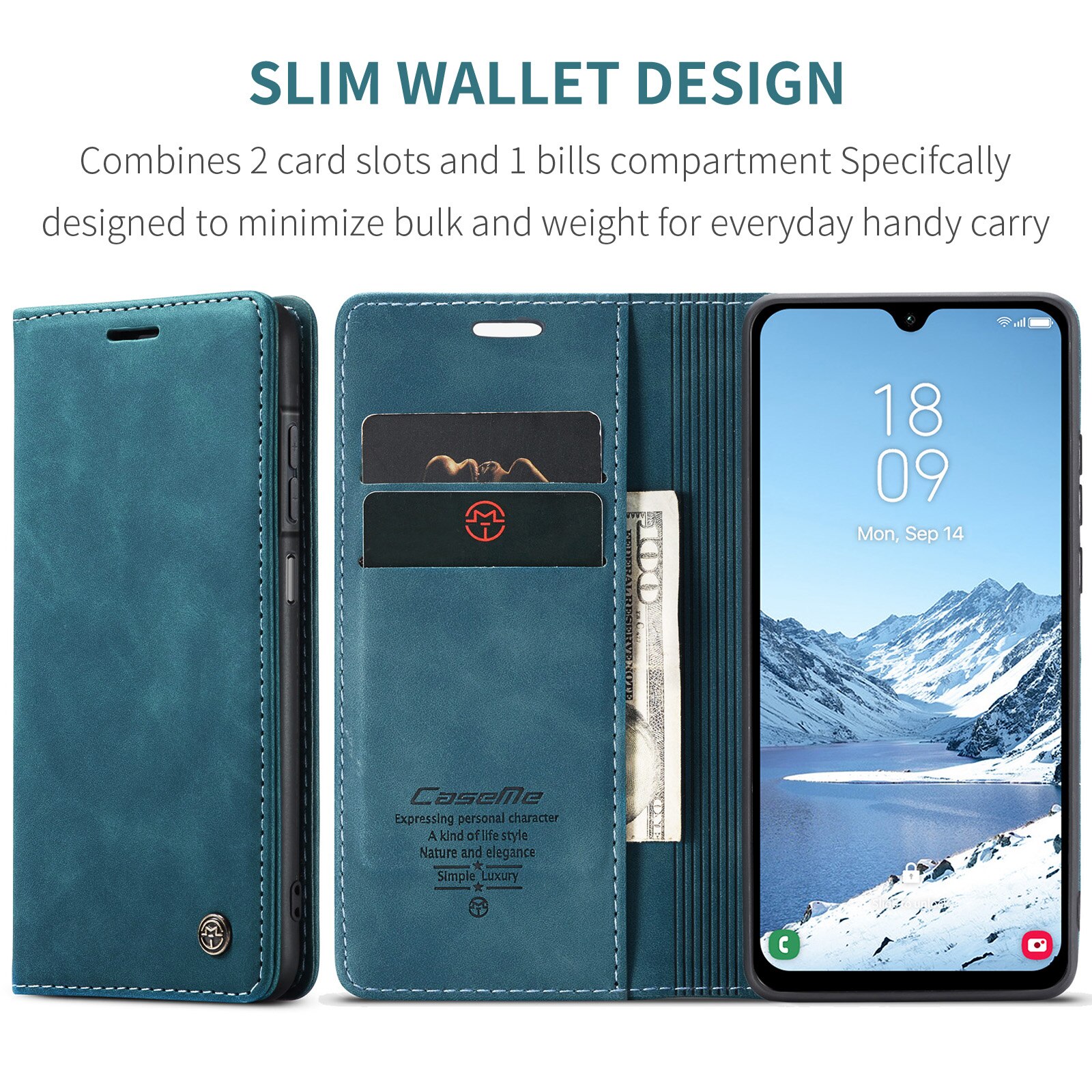 Slim Lommebokveske Samsung Galaxy A17 Blå
