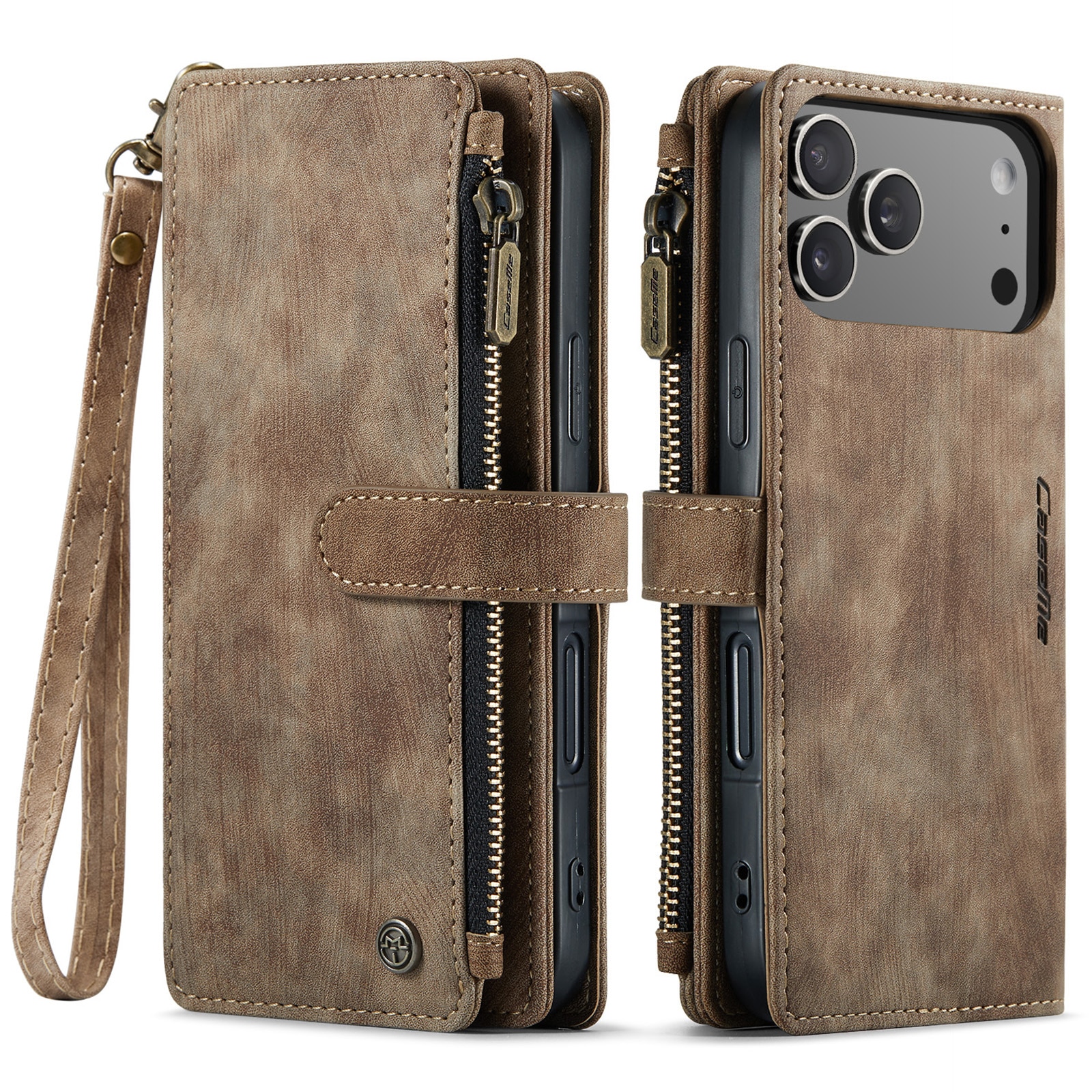 Zipper Wallet iPhone 17 Pro Brun