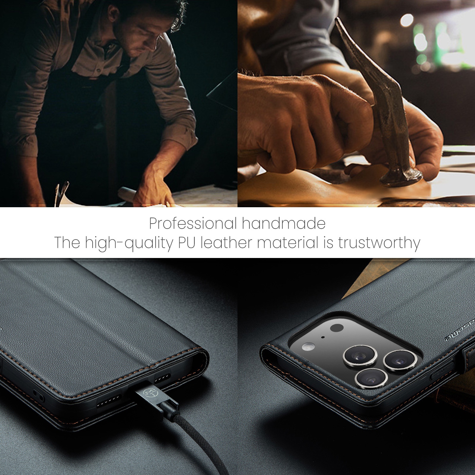 RFID blocking Slim Lommebokveske iPhone 17 Pro Max Svart