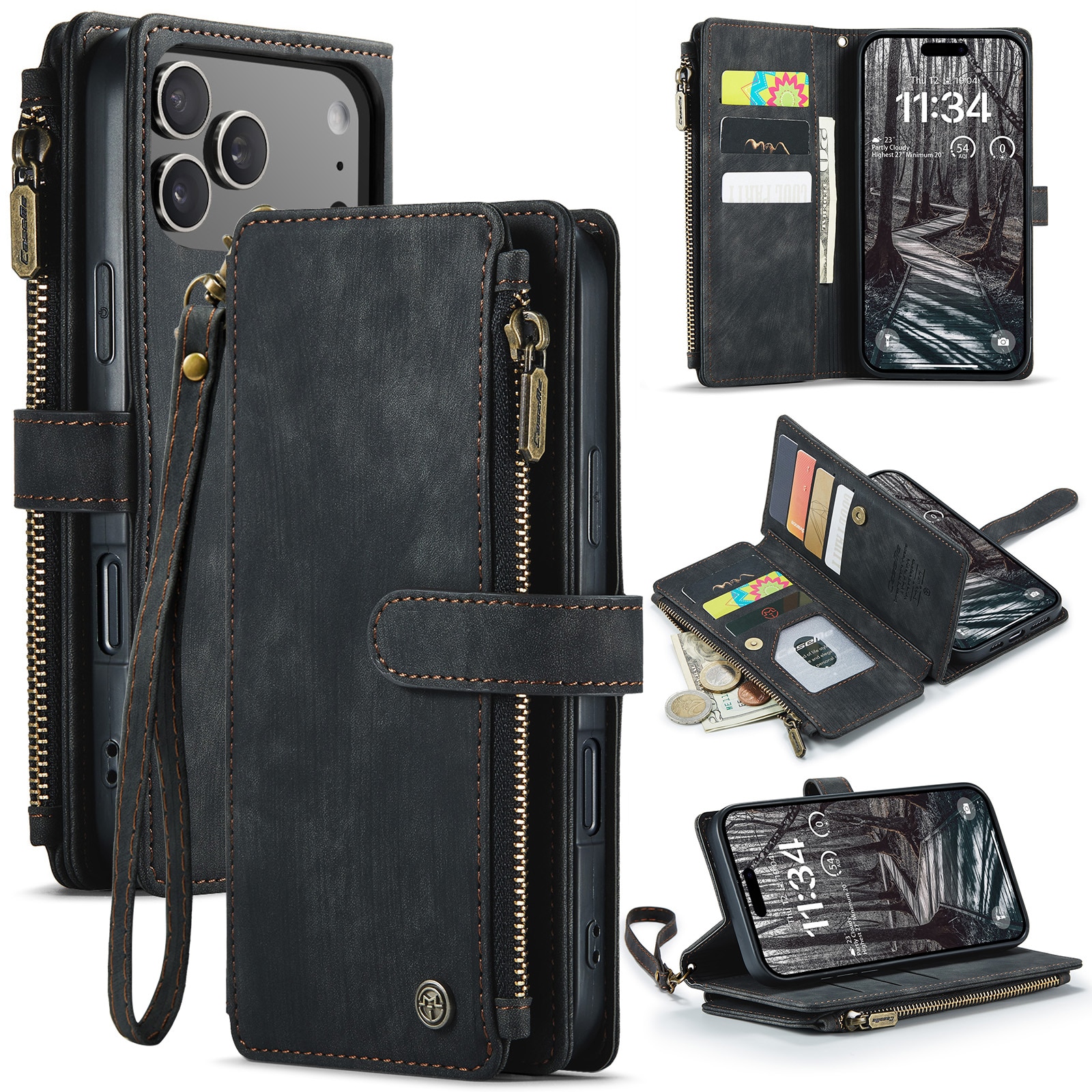 Zipper Wallet iPhone 17 Pro Max Svart