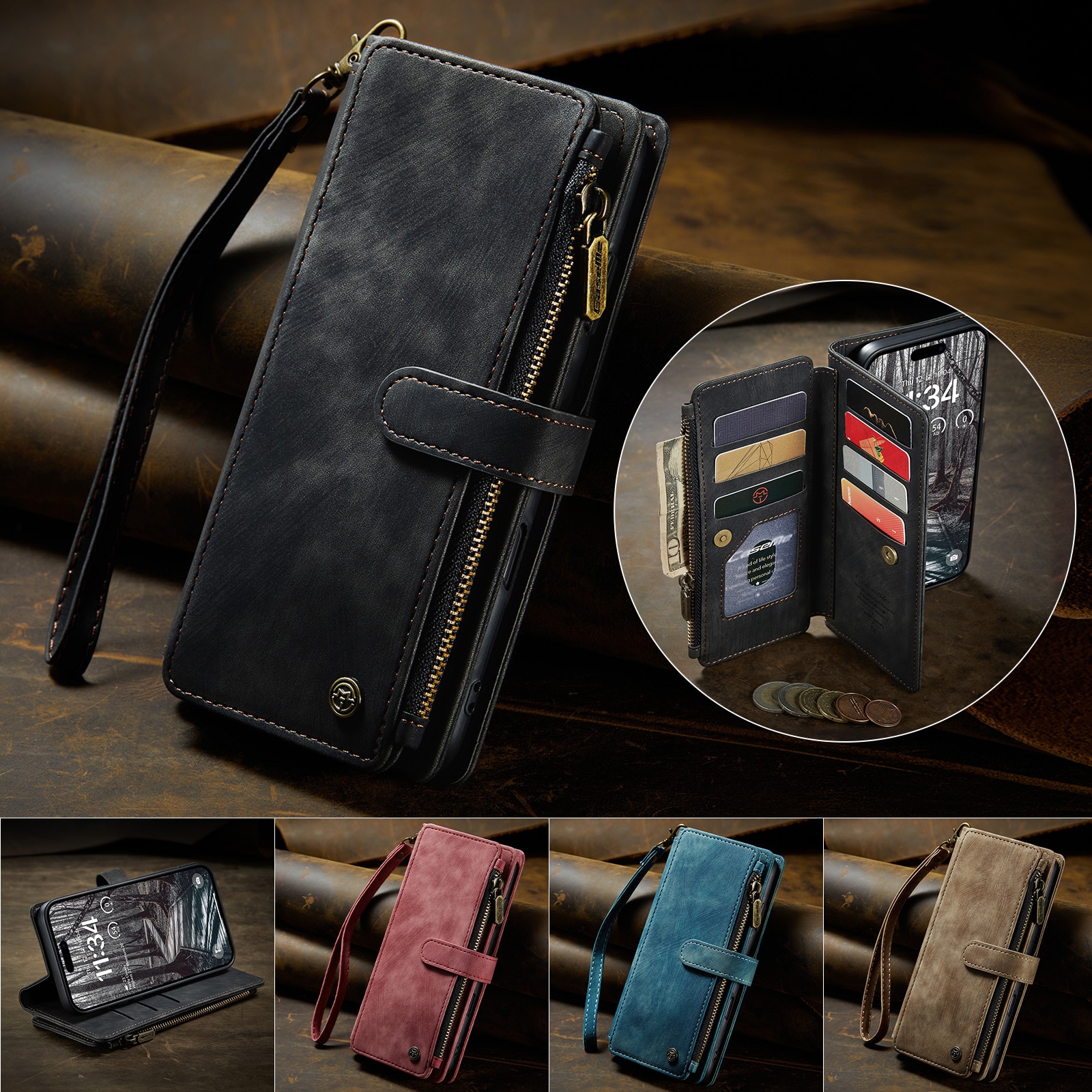 Zipper Wallet iPhone 17 Pro Max Svart
