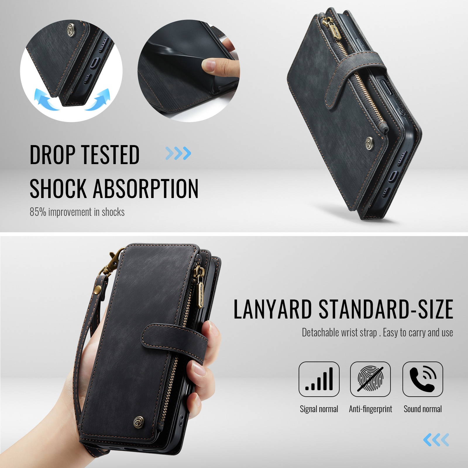 Zipper Wallet iPhone 17 Pro Max Svart