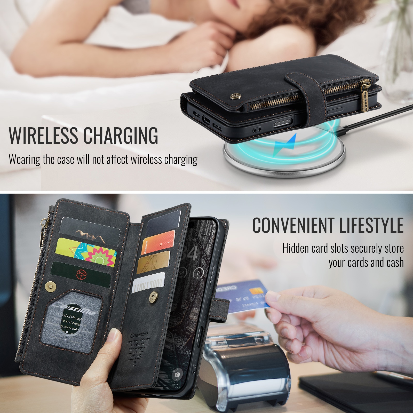 Zipper Wallet iPhone 17 Pro Max Svart