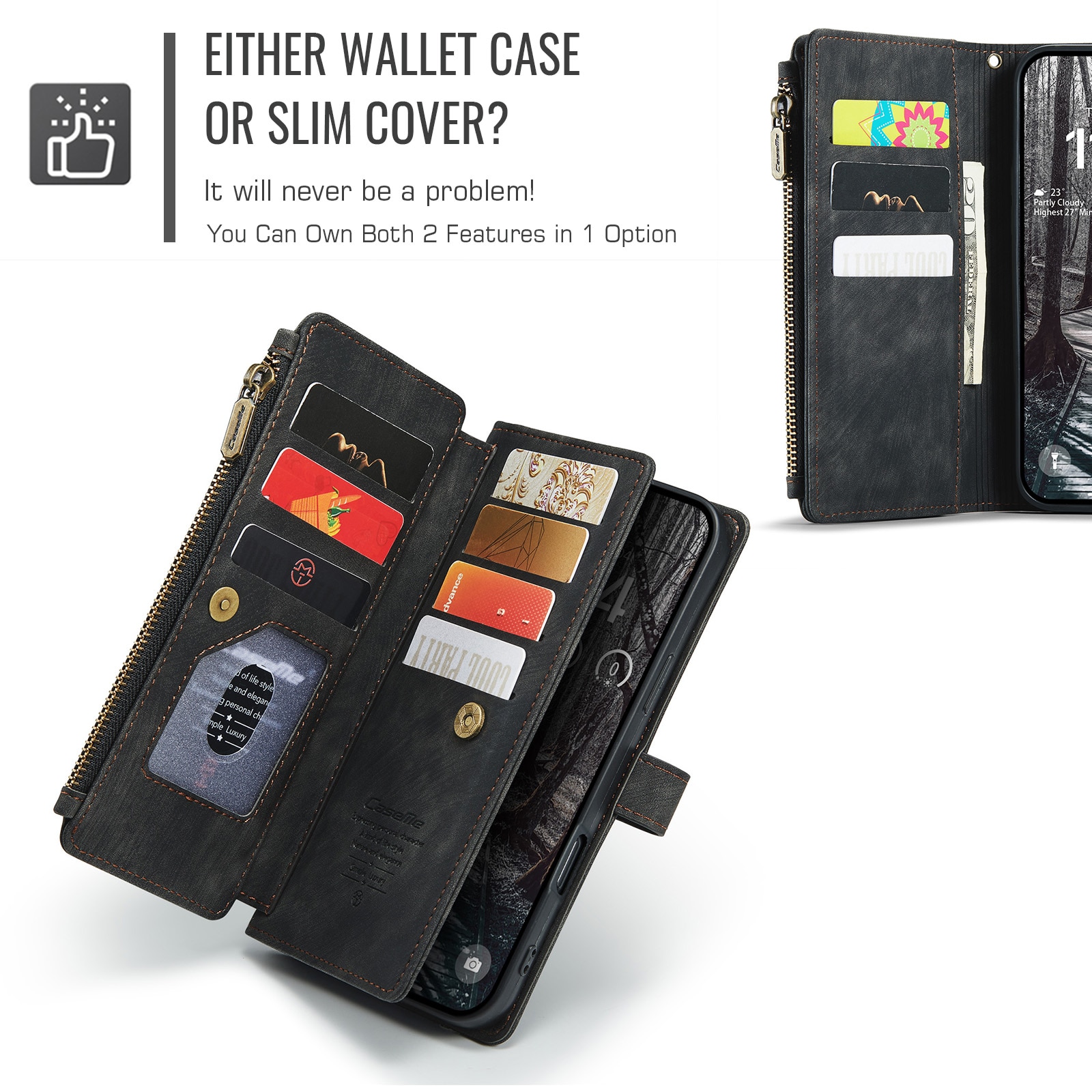 Zipper Wallet iPhone 17 Pro Max Svart