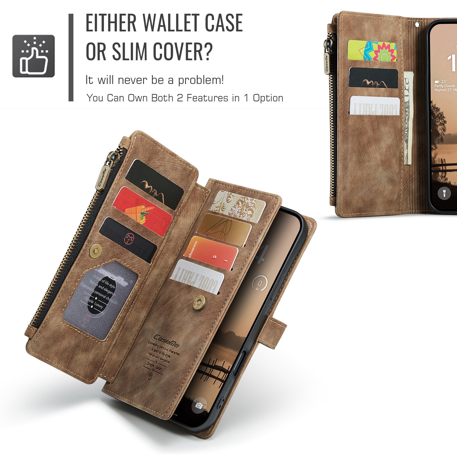 Zipper Wallet iPhone 17 Pro Max Brun