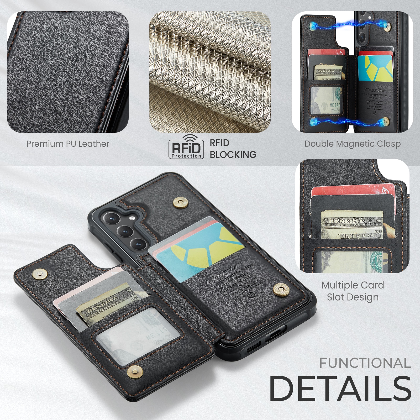 RFID blocking Lommebokdeksel Samsung Galaxy S25 FE svart
