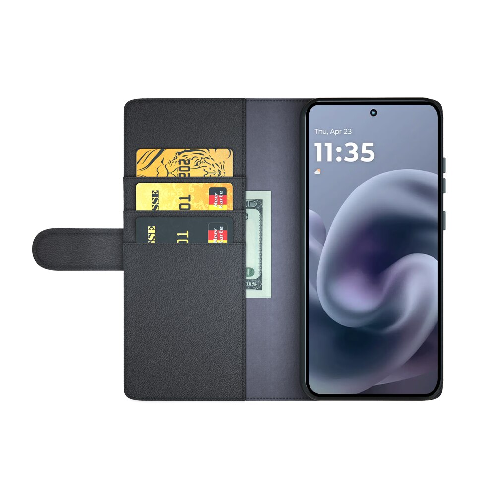 Ekte Lærveske Motorola Moto G86 Svart