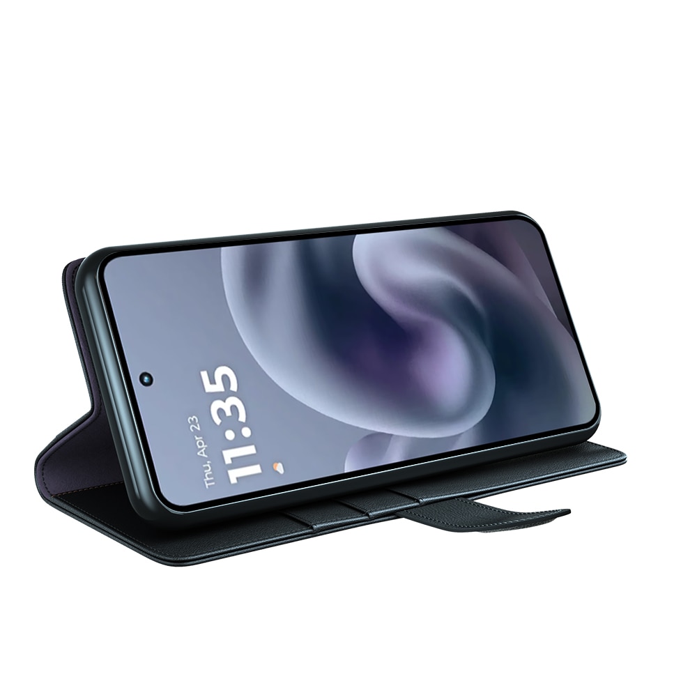 Ekte Lærveske Motorola Moto G86 Svart