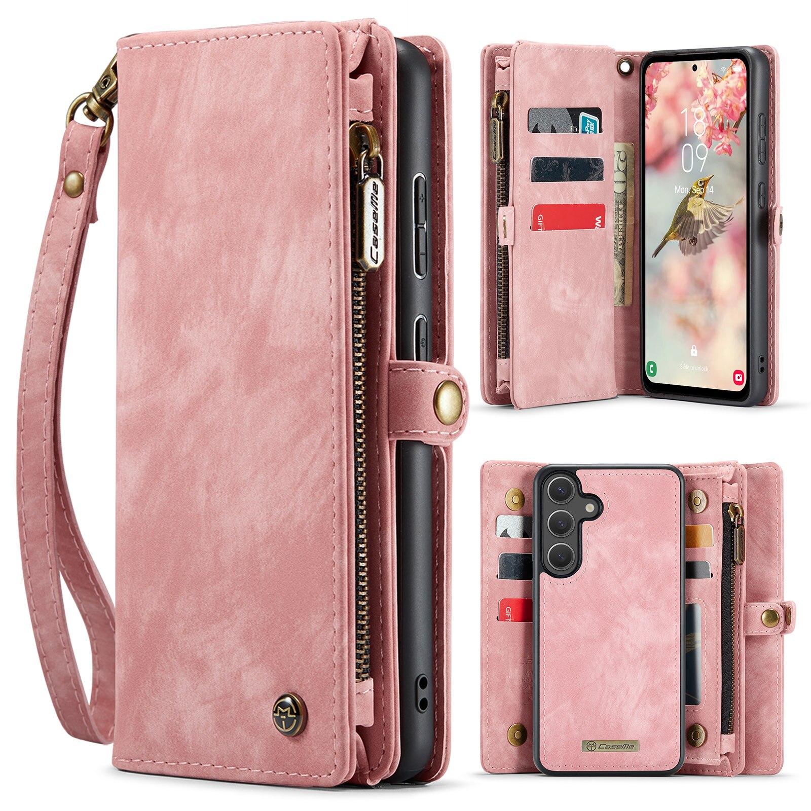 Multi-slot Lommeboksetui Samsung Galaxy S25 FE Rosa