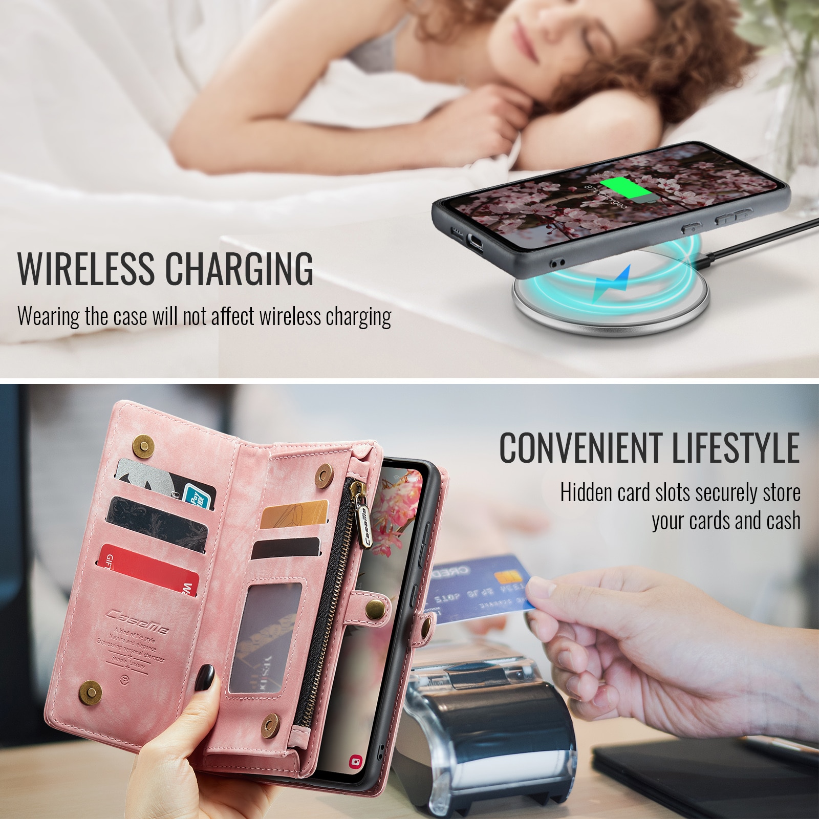 Multi-slot Lommeboksetui Samsung Galaxy S25 FE Rosa