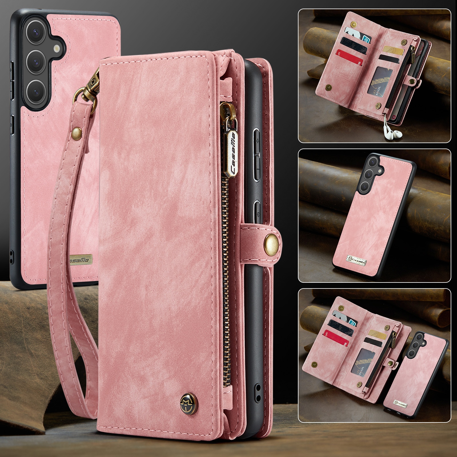 Multi-slot Lommeboksetui Samsung Galaxy S25 FE Rosa