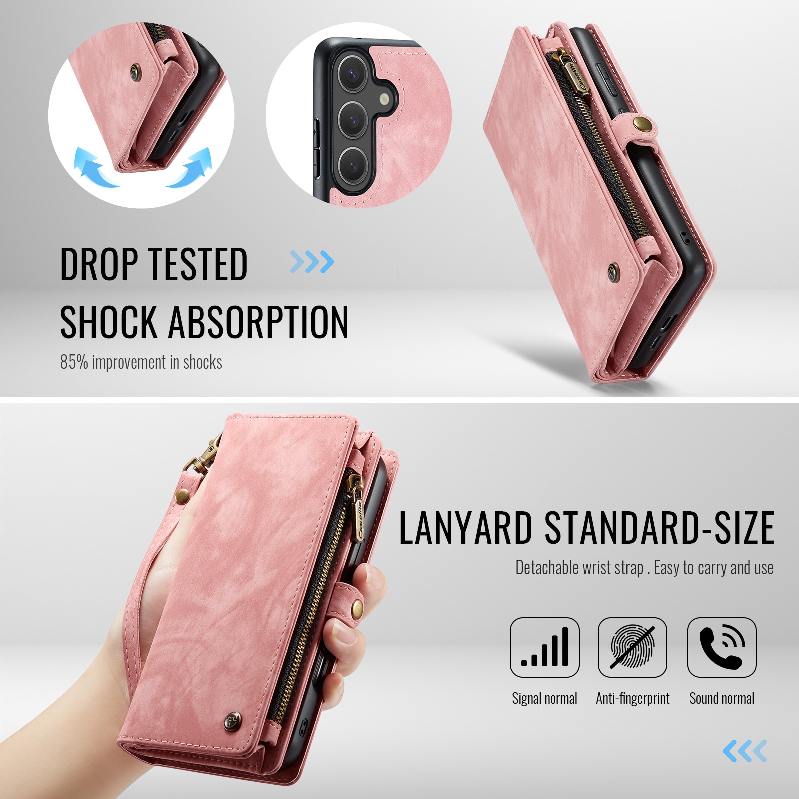 Multi-slot Lommeboksetui Samsung Galaxy S25 FE Rosa