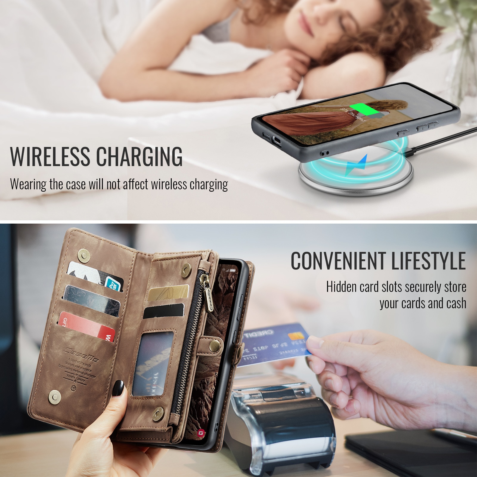 Multi-slot Lommeboksetui Samsung Galaxy S25 FE Brun