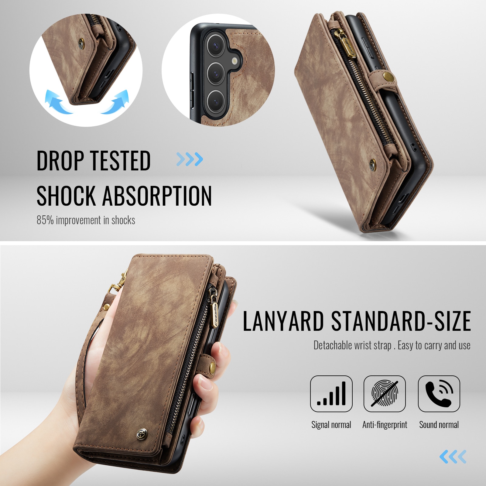 Multi-slot Lommeboksetui Samsung Galaxy S25 FE Brun