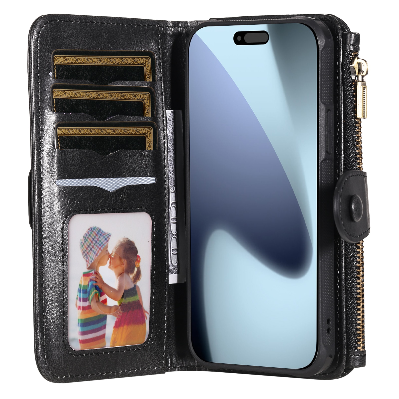 Magnet Leather Multi-Wallet iPhone 17 Pro svart
