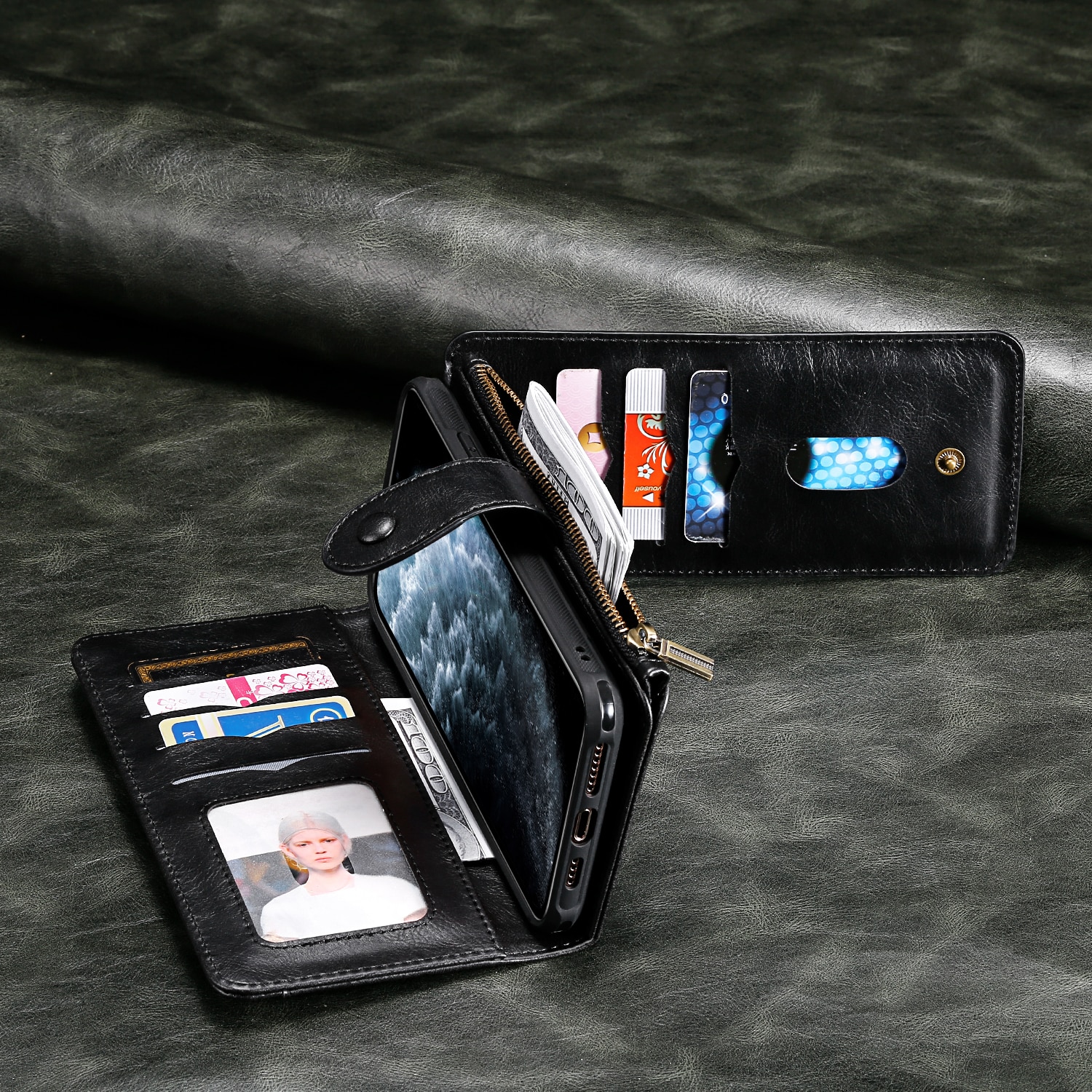 Magnet Leather Multi-Wallet iPhone 17 Pro Max svart