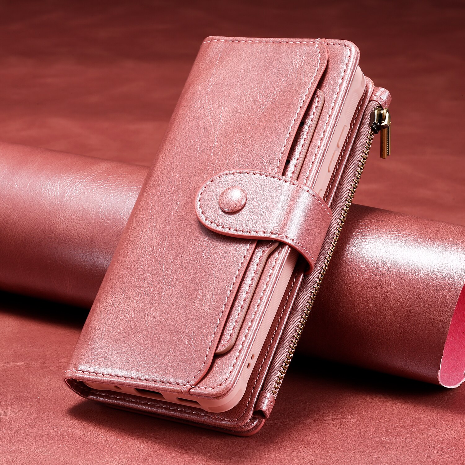 Magnet Leather Multi-Wallet iPhone 17 Rosa