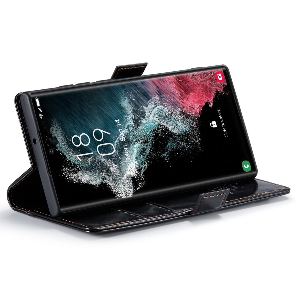 Leather Wallet Samsung Galaxy S22 Ultra svart
