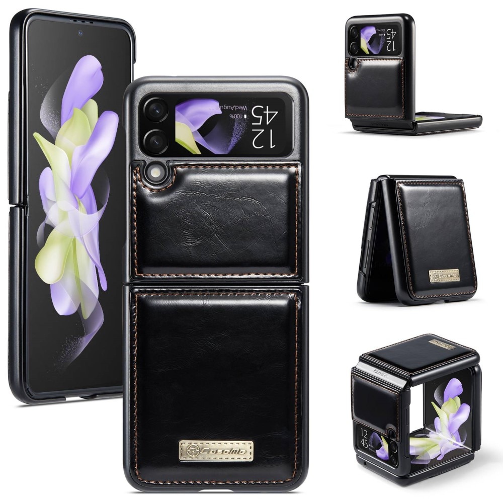 Leather Wallet Samsung Galaxy Z Flip 4 svart