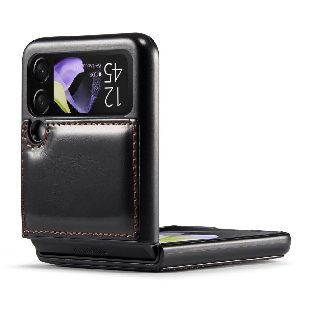 Leather Wallet Samsung Galaxy Z Flip 4 svart