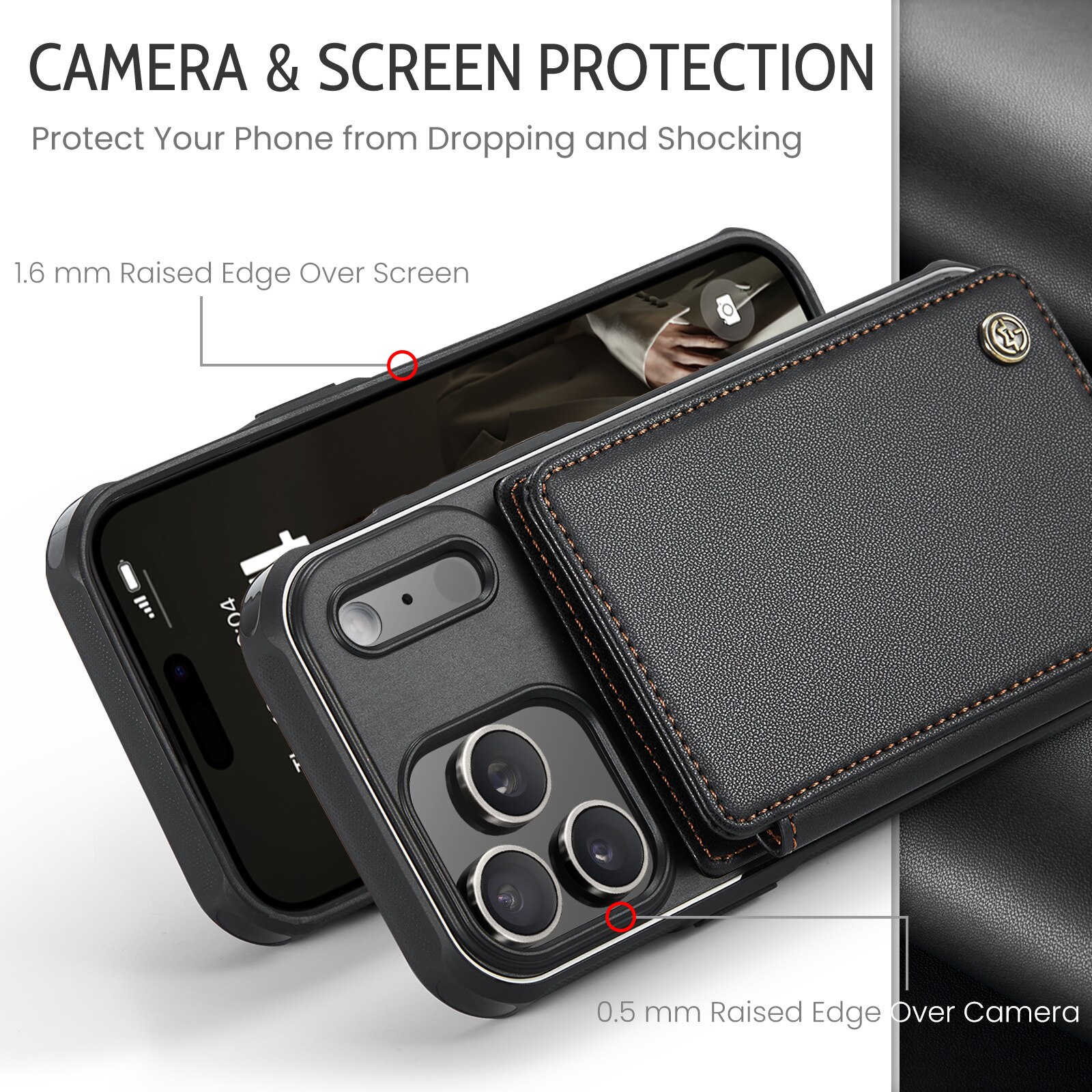 RFID blocking Lommebokdeksel iPhone 17 Pro Max svart
