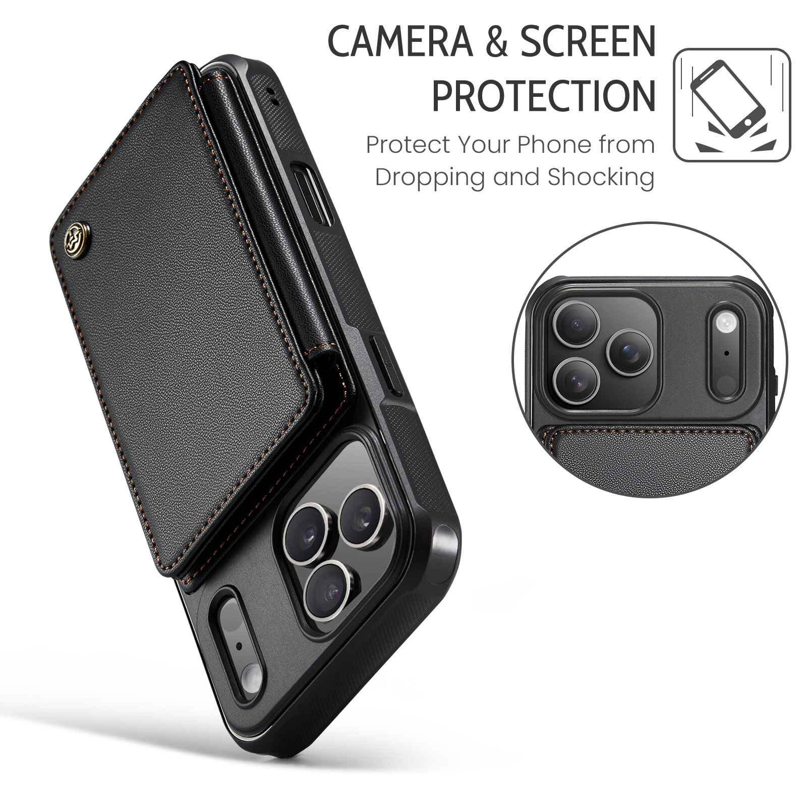 RFID blocking Lommebokdeksel iPhone 17 Pro Max svart