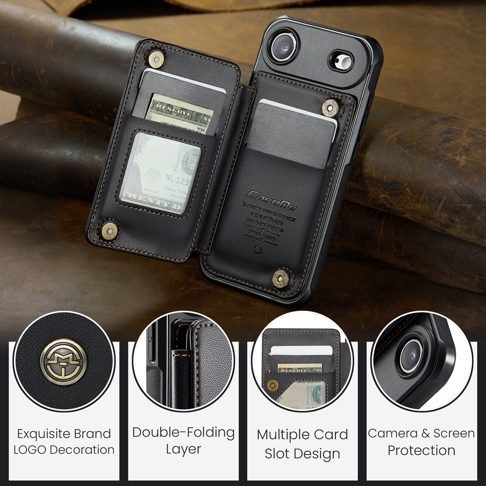 RFID blocking Lommebokdeksel iPhone Air svart