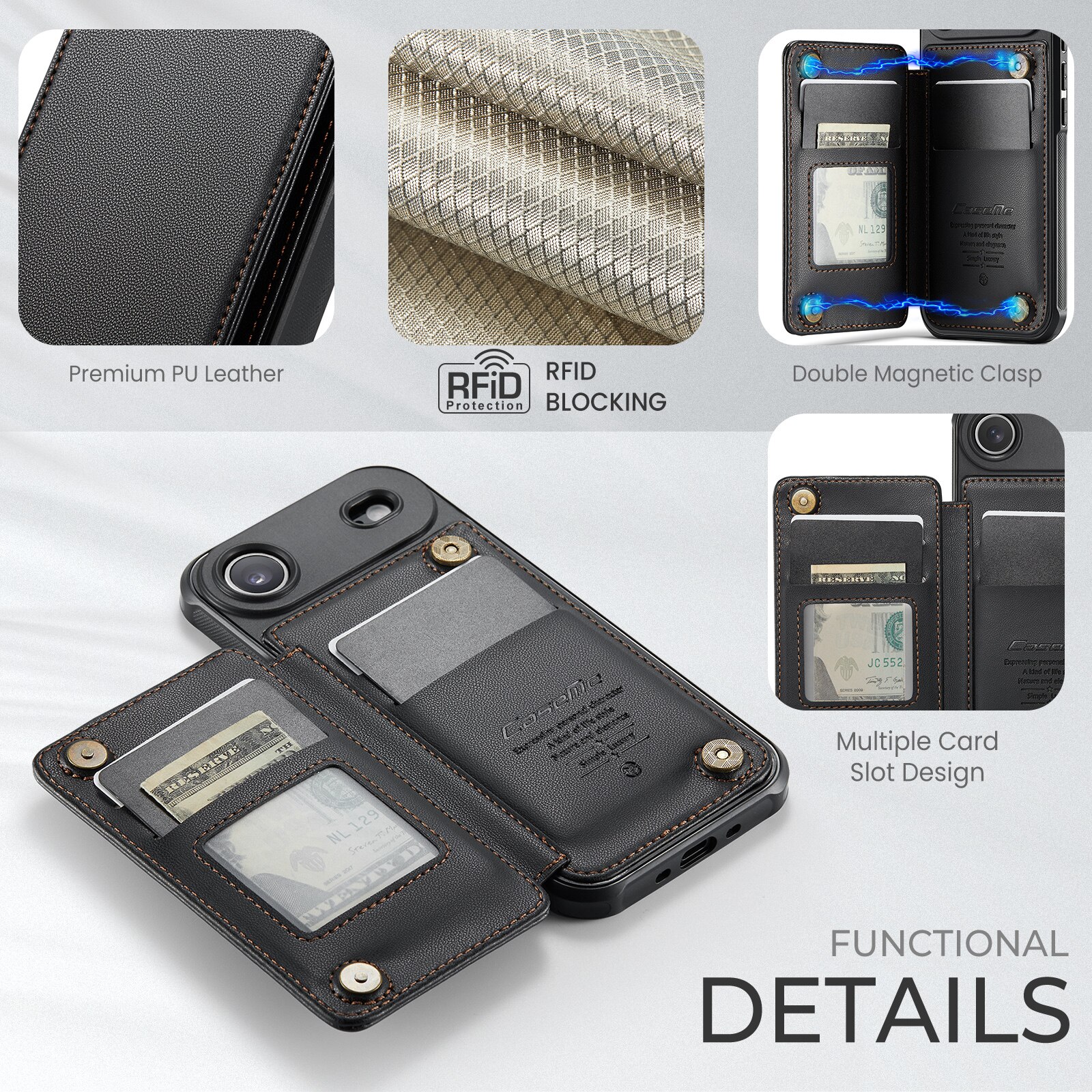 RFID blocking Lommebokdeksel iPhone Air svart