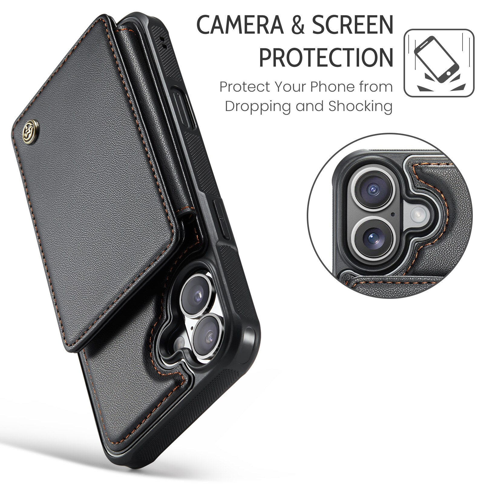 RFID blocking Lommebokdeksel iPhone 17 svart