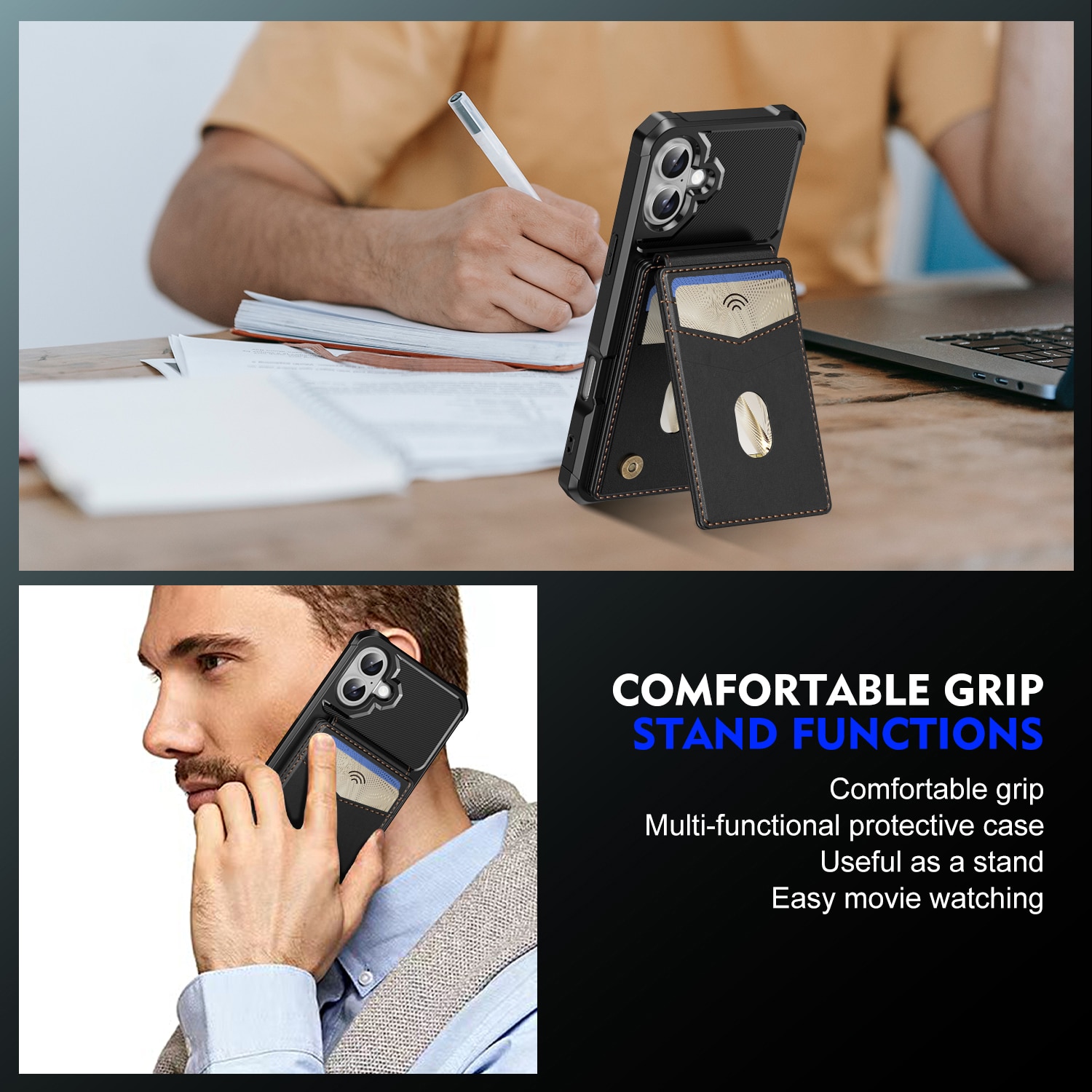 Magnetisk deksel med kortholder iPhone 17 Svart