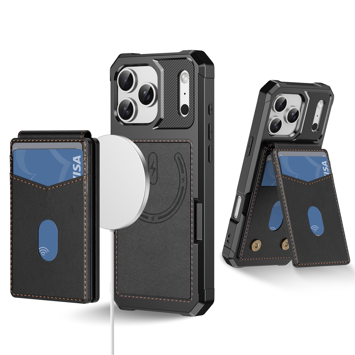 Magnetisk deksel med kortholder iPhone 17 Pro Max Svart