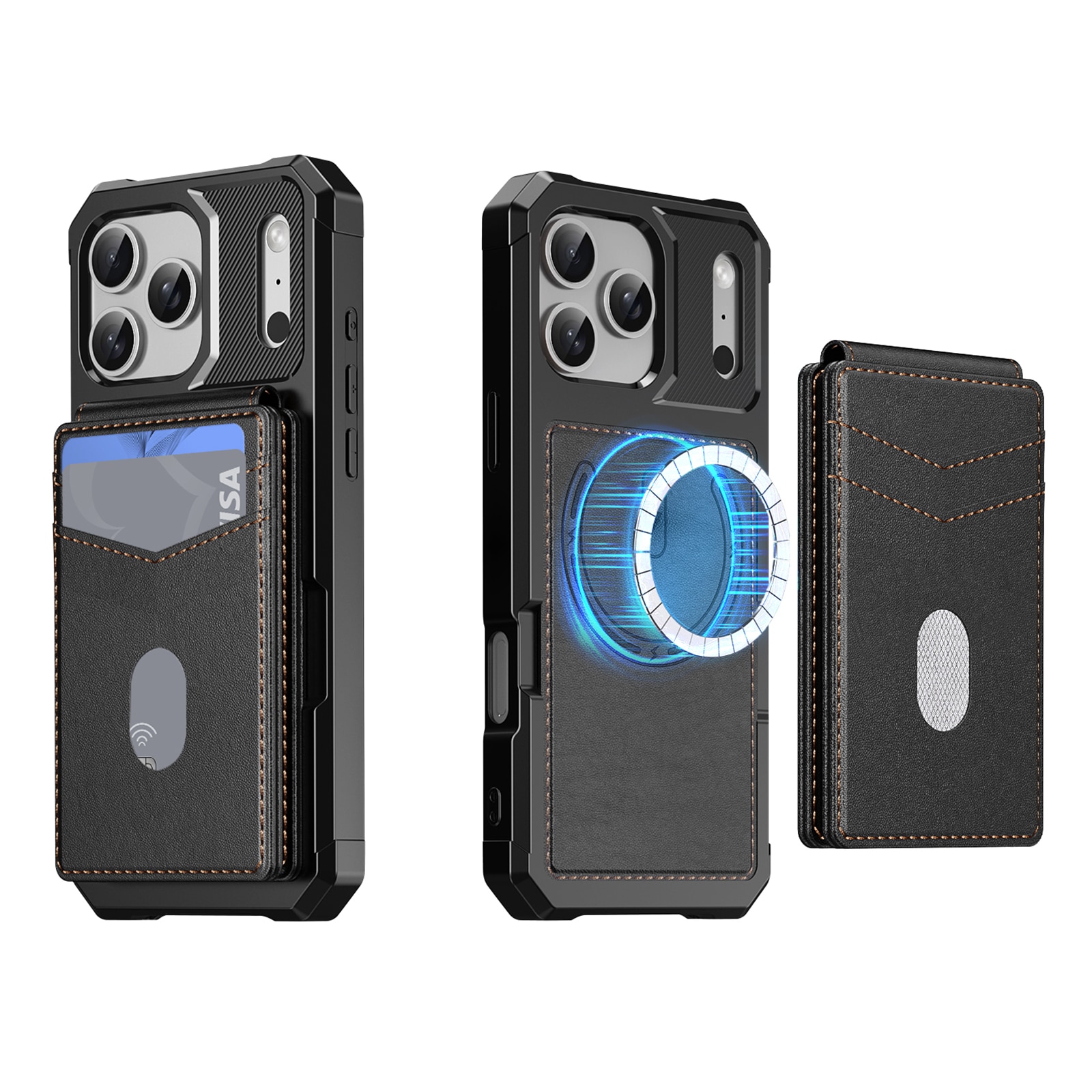 Magnetisk deksel med kortholder iPhone 17 Pro Max Svart