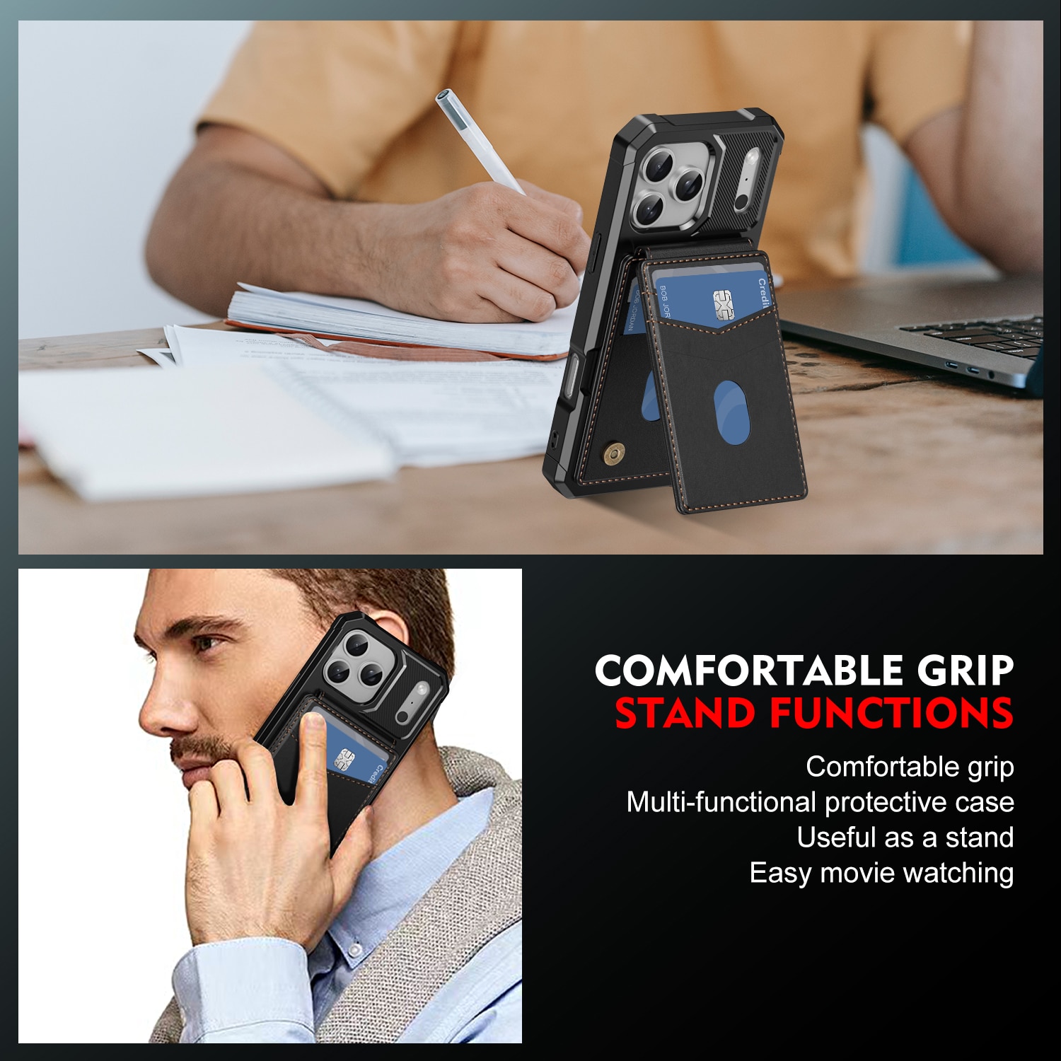 Magnetisk deksel med kortholder iPhone 17 Pro Max Svart