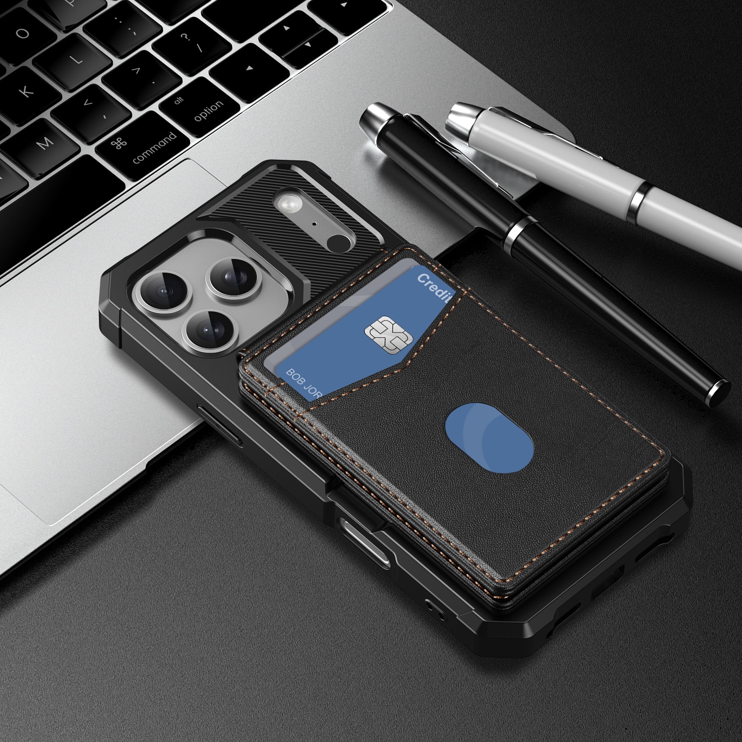 Magnetisk deksel med kortholder iPhone 17 Pro Max Svart
