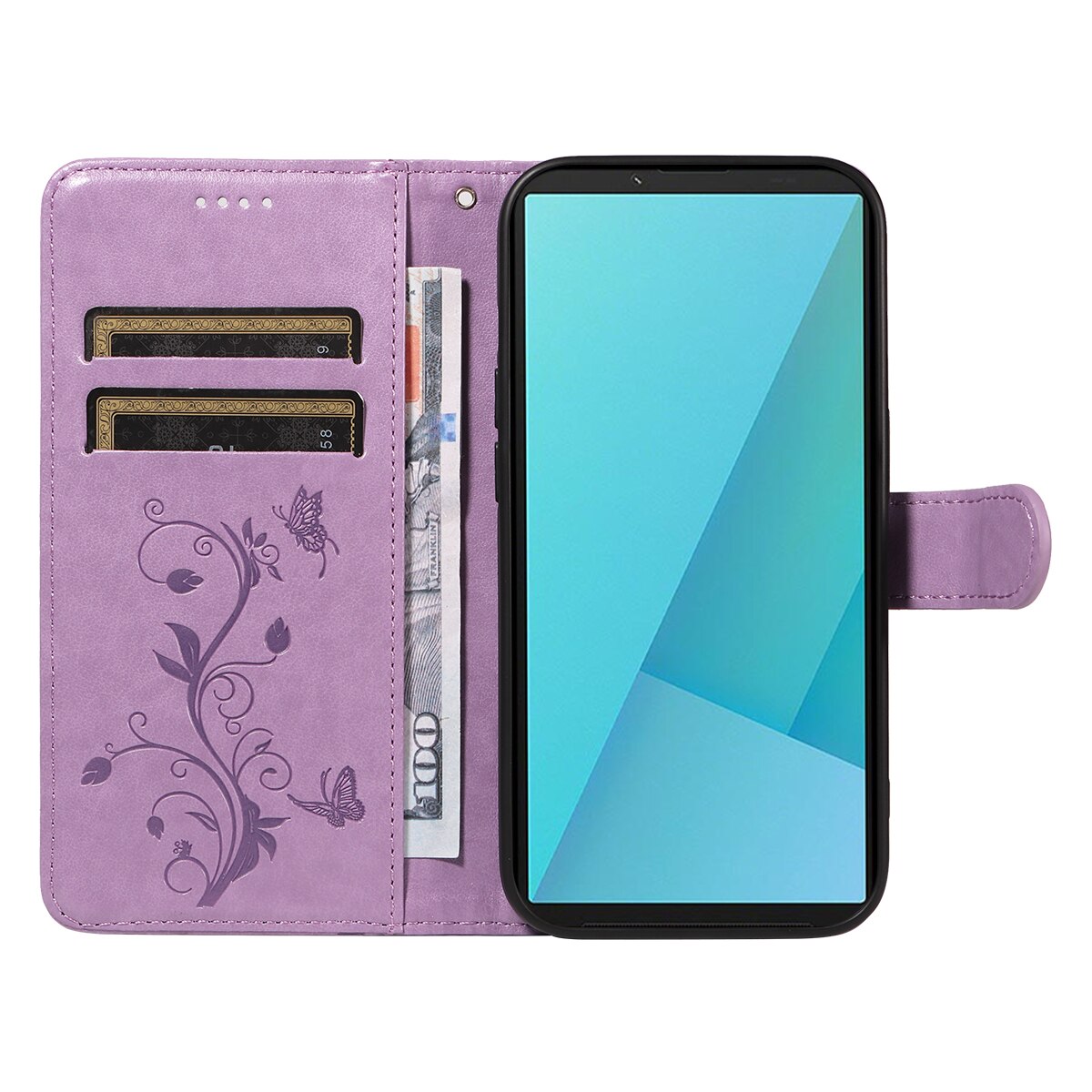 Lærveske Sommerfugler Sony Xperia 10 VII Lilla