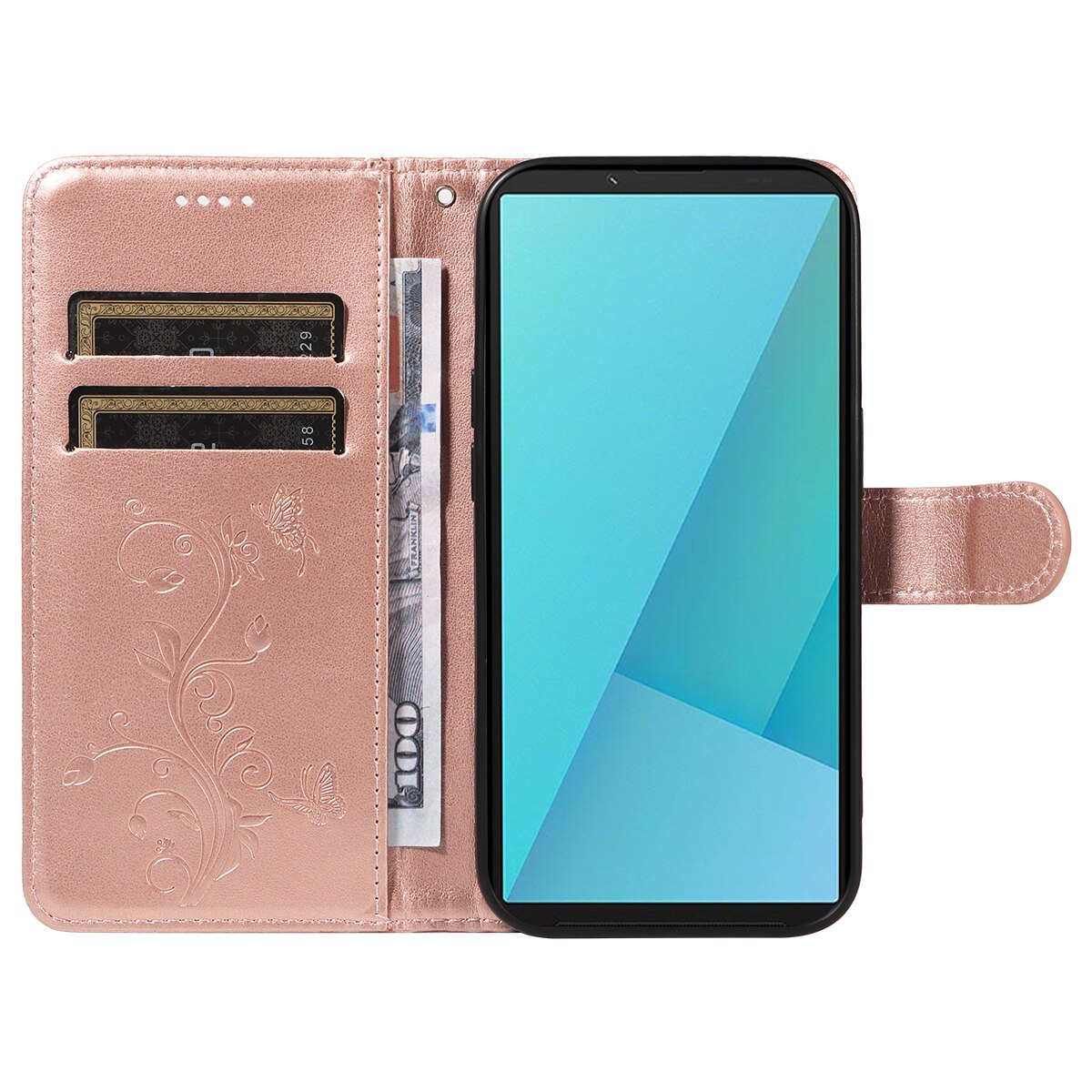 Lærveske Sommerfugler Sony Xperia 10 VII Rosegull