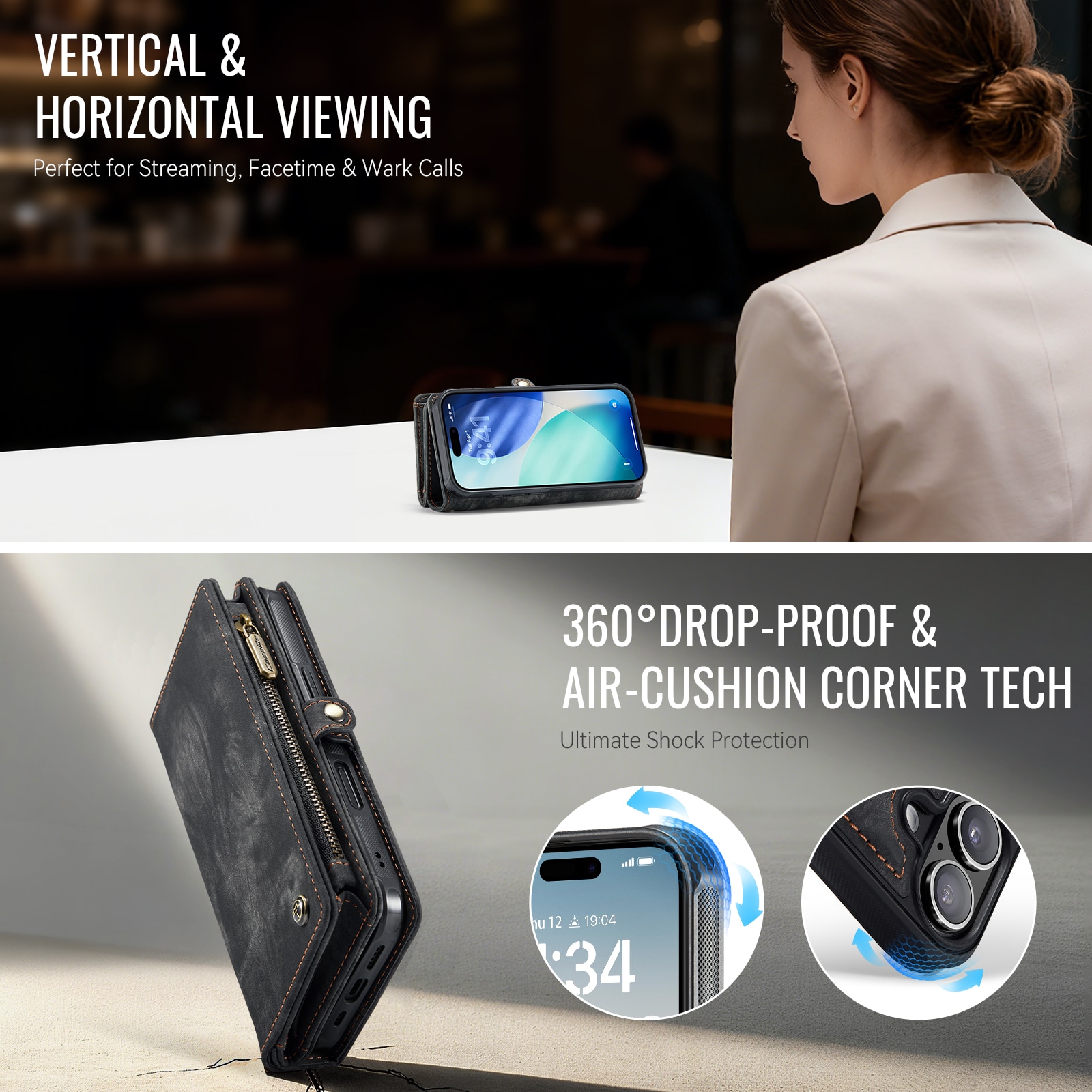 Multi-slot Lommeboksetui iPhone 17 Grå