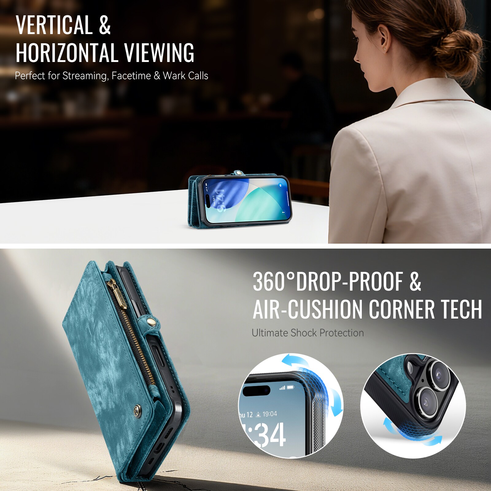 Multi-slot Lommeboksetui iPhone 17 Blå