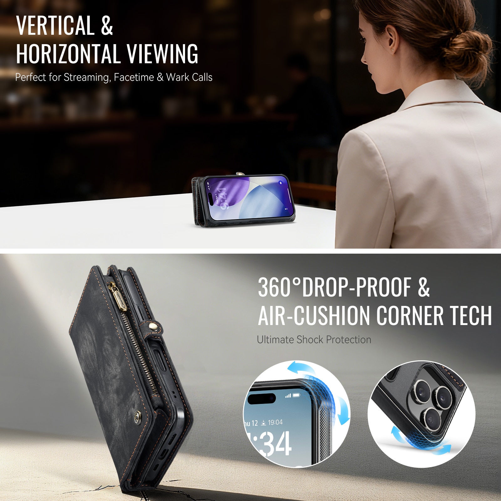 Multi-slot Lommeboksetui iPhone 17 Pro Max Grå