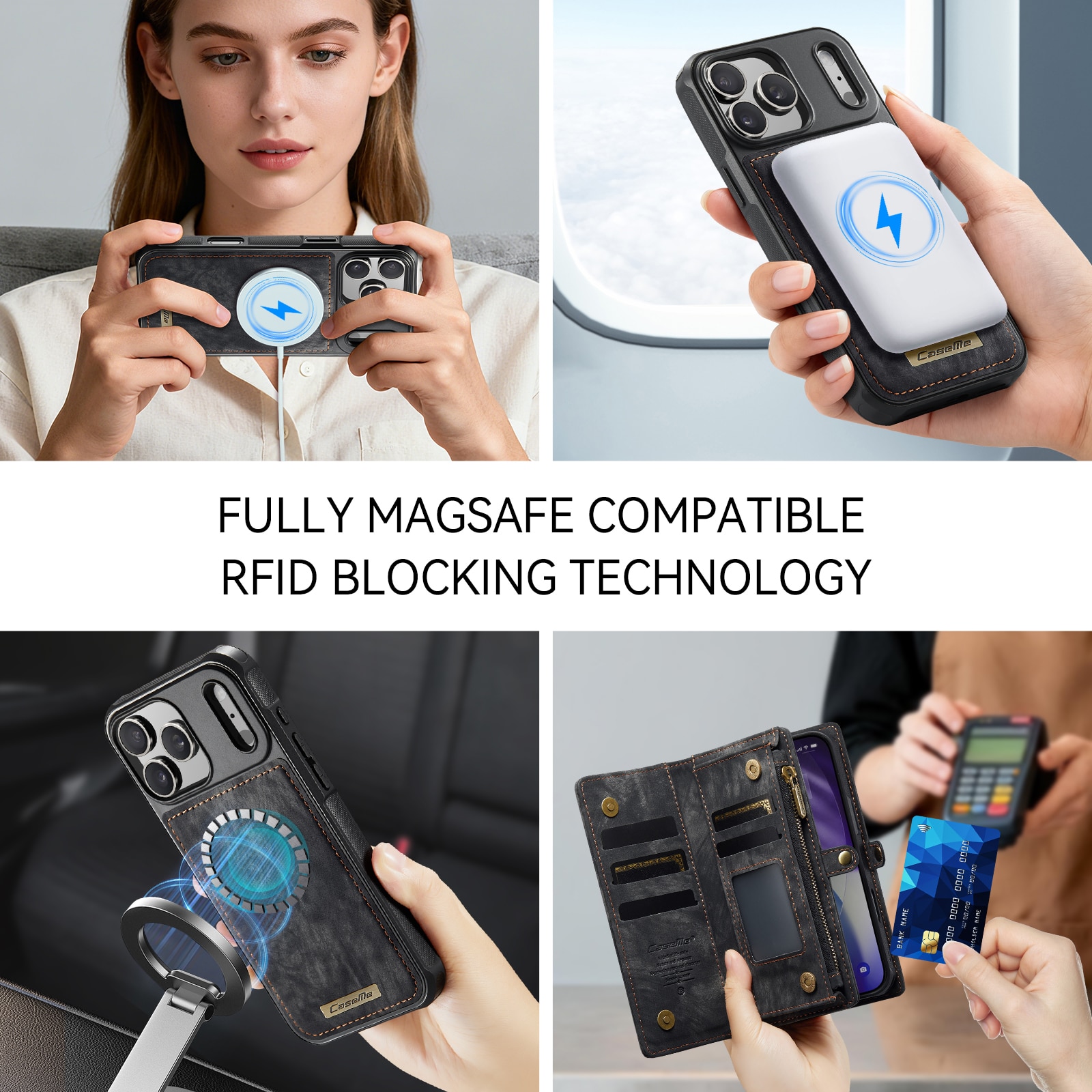 Multi-slot Lommeboksetui iPhone 17 Pro Grå