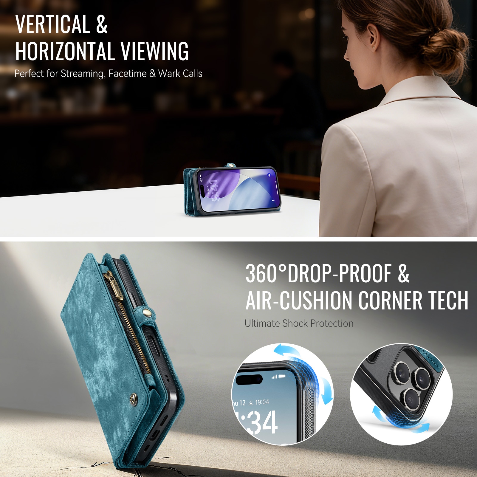 Multi-slot Lommeboksetui iPhone 17 Pro Blå