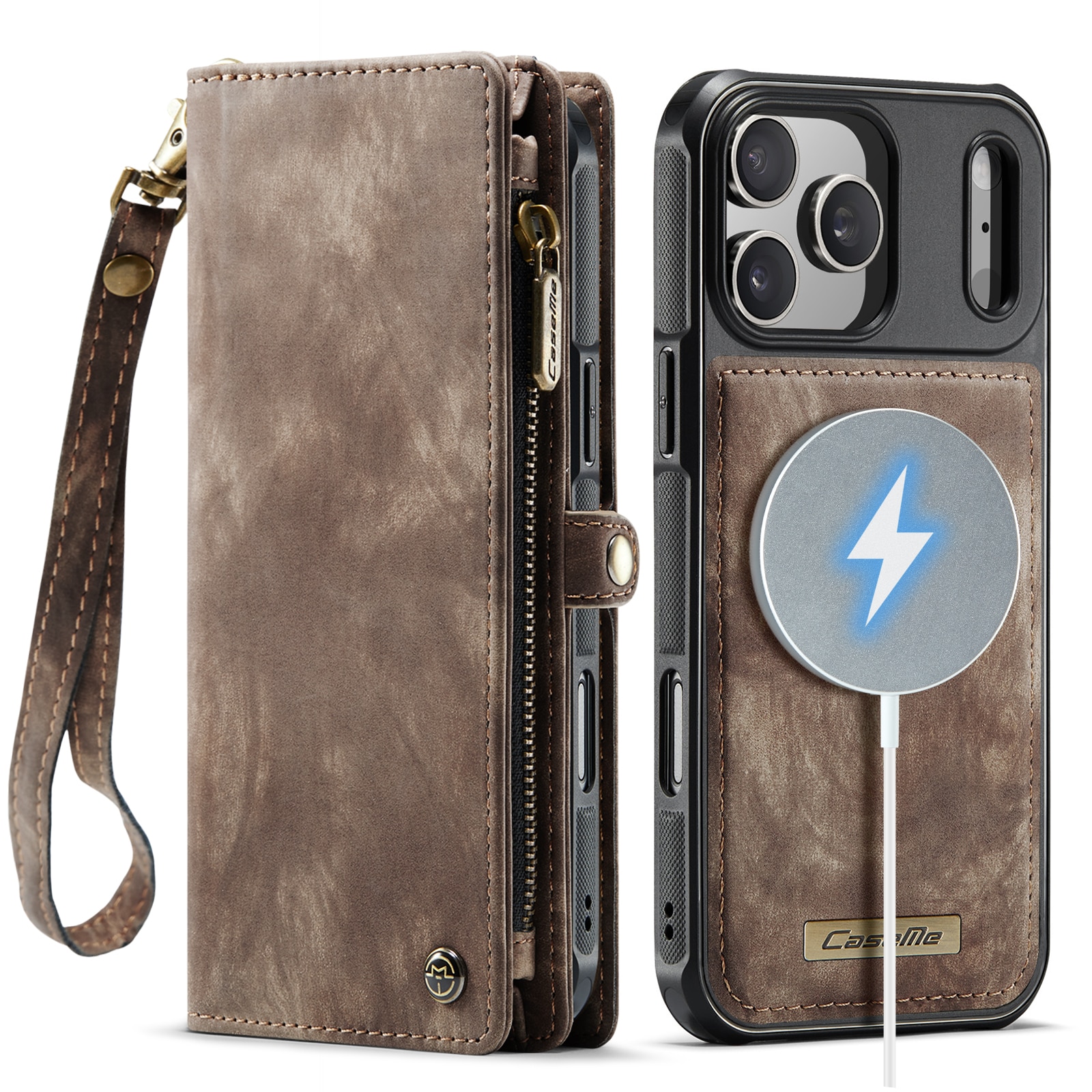 Multi-slot Lommeboksetui iPhone 17 Pro Brun