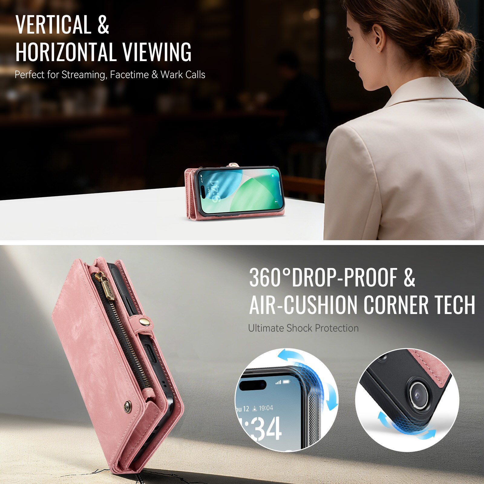 Multi-slot Lommeboksetui iPhone Air Rosa