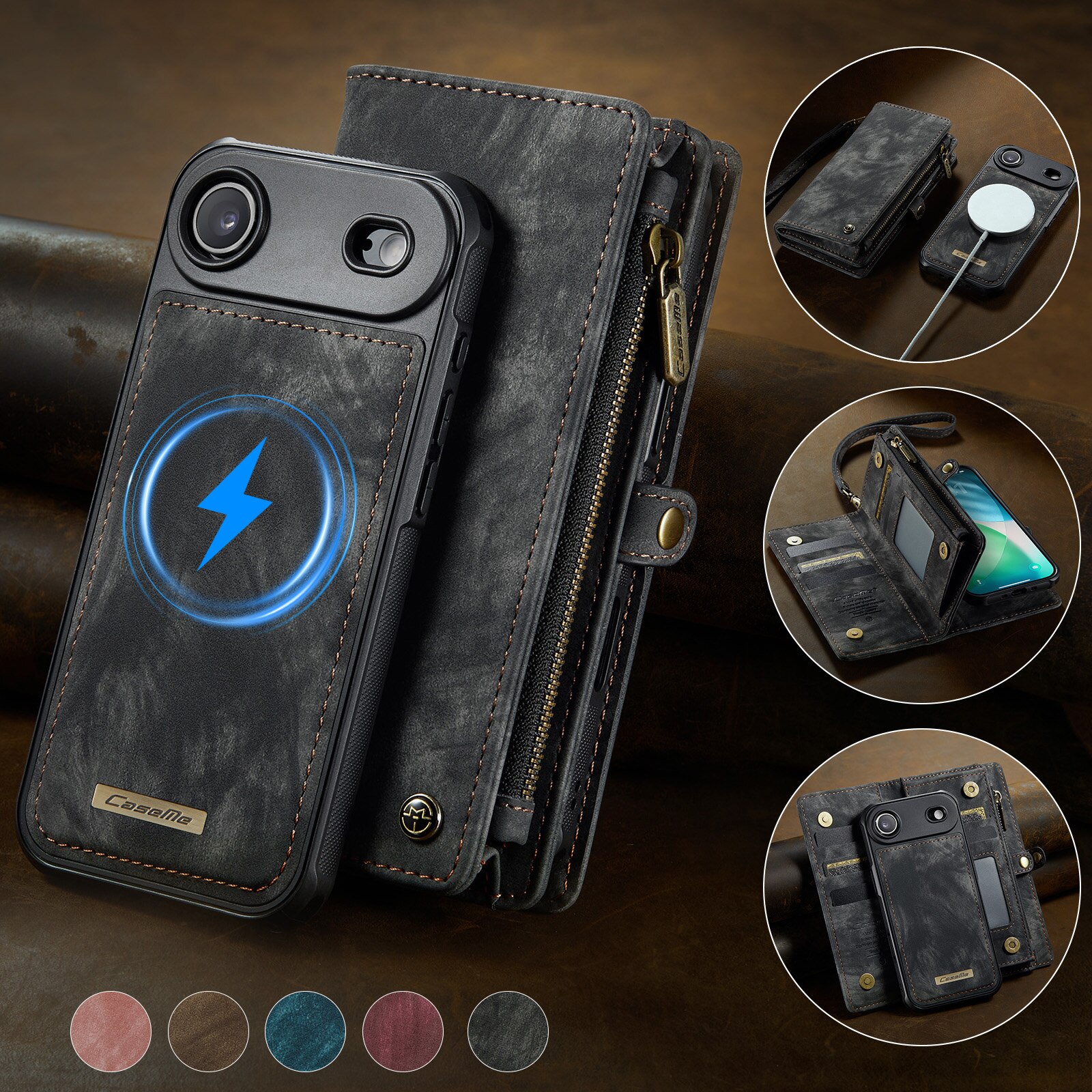 Multi-slot Lommeboksetui iPhone Air Grå