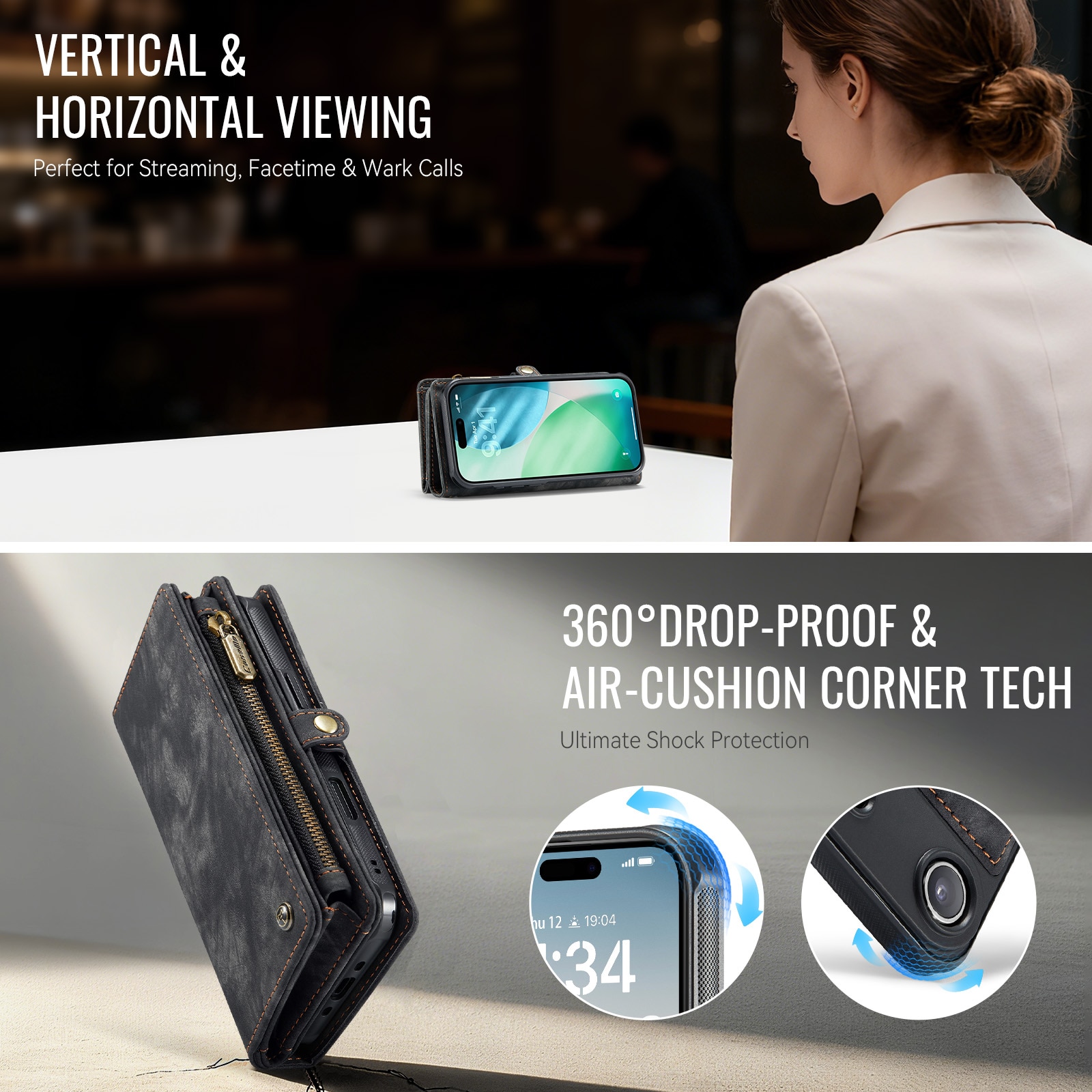 Multi-slot Lommeboksetui iPhone Air Grå