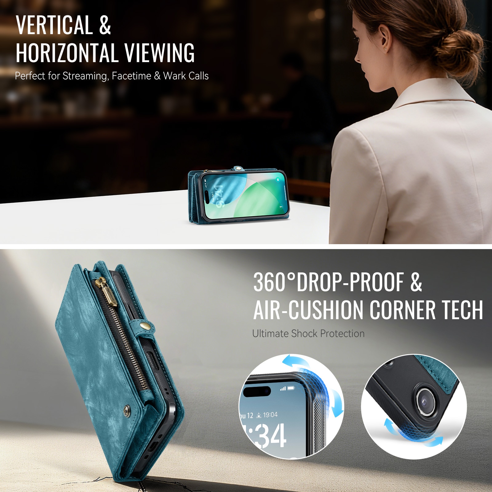 Multi-slot Lommeboksetui iPhone Air Blå