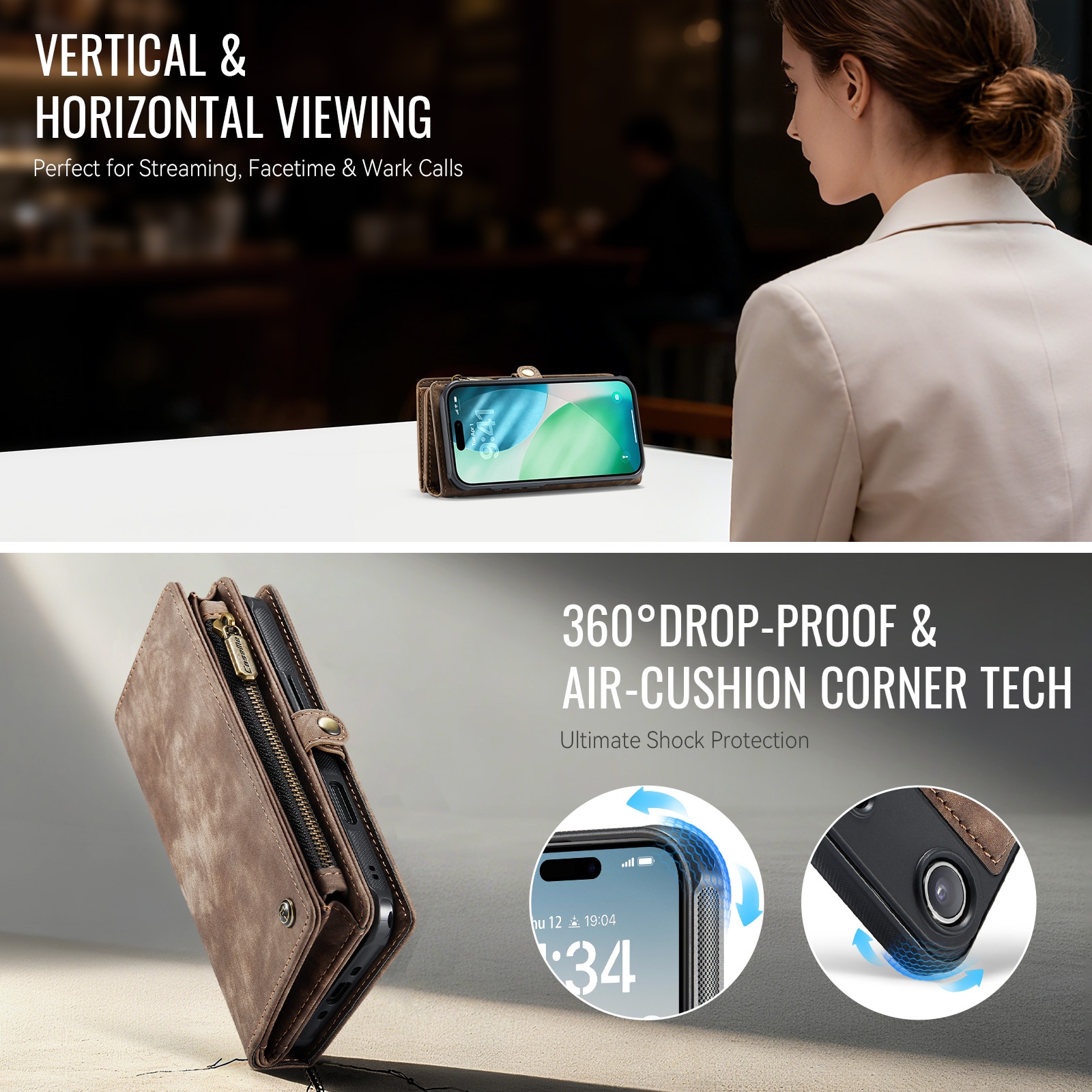 Multi-slot Lommeboksetui iPhone Air Brun