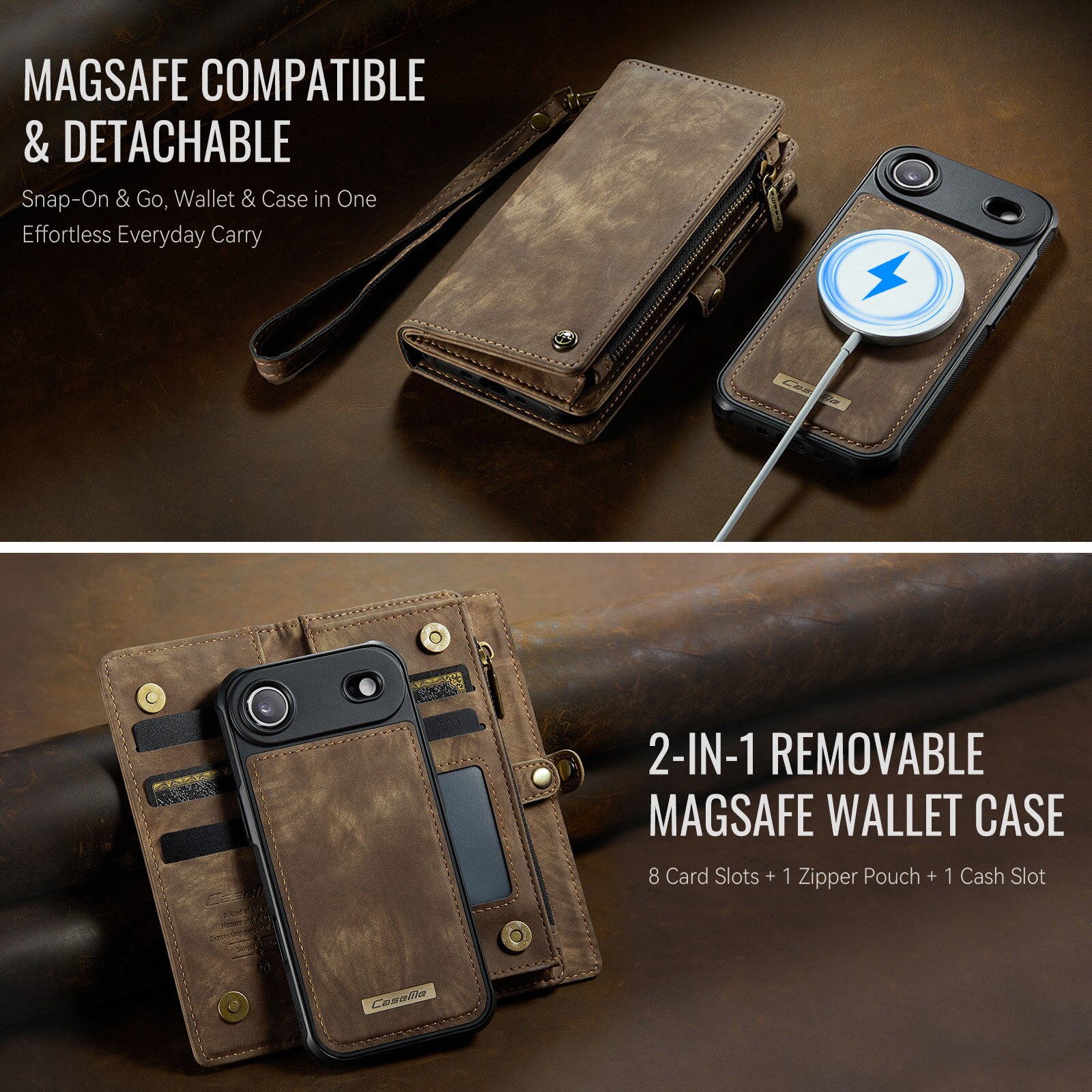 Multi-slot Lommeboksetui iPhone Air Brun