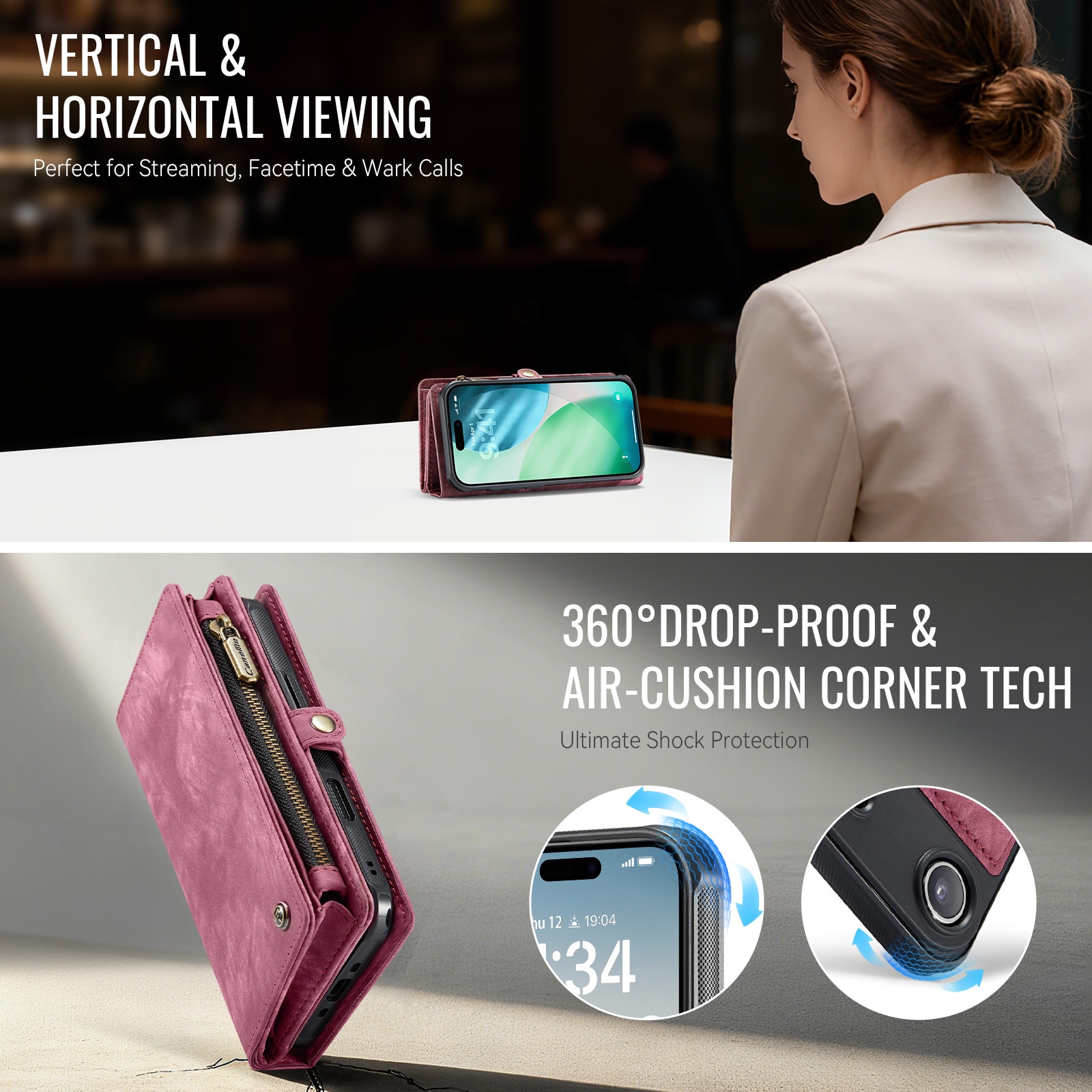 Multi-slot Lommeboksetui iPhone Air Rød