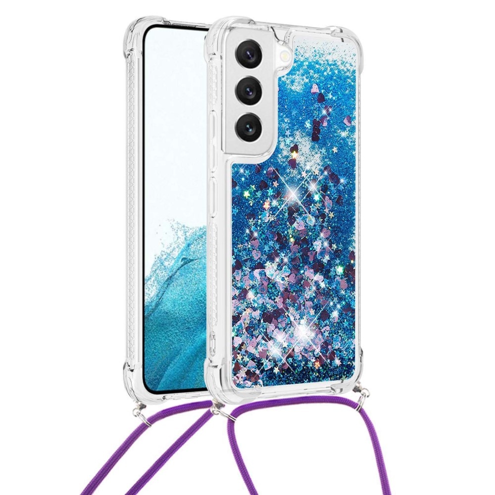 Glitter Powder TPU Deksel Halskjede Samsung Galaxy S23 blå